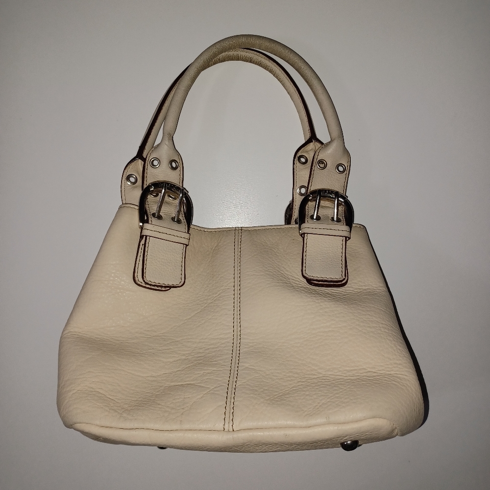 Tignanello Ivory pebble leather handbag